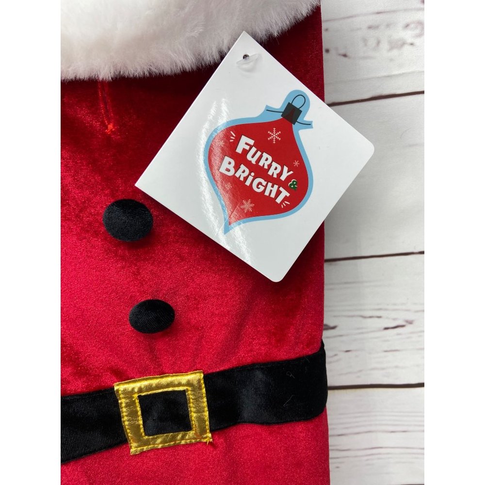 Furry Bright Red White Santa Suit Christmas Dress Up Clothes Dog Size M NWT - Picture 5 of 7